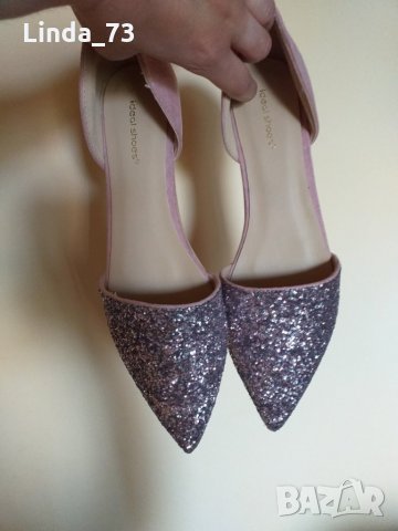 Дам.сандали-/изк.велур+брокат/-"Ideal shoes"-№40-цвят-розов. Закупени от Италия., снимка 3 - Сандали - 29287189