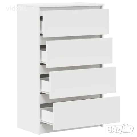 vidaXL Сайдборд, бял, 60x35x98,5 см, инженерно дърво, снимка 6 - Бюфети - 56147692
