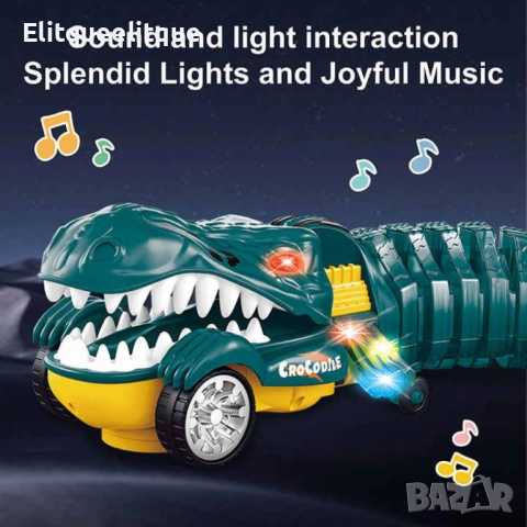 Интерактивна играчка крокодил със светлини, музика и спрей ефект, снимка 3 - Коли, камиони, мотори, писти - 52346526