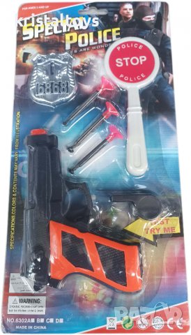 Полицейски комплект с палка, пистолет и белезници Полиция SP, снимка 1