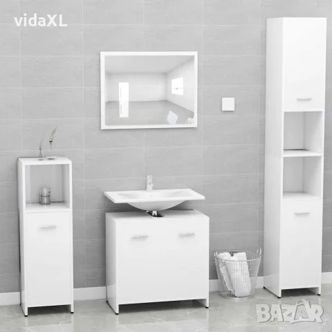 vidaXL Шкаф за баня, бял, 60x33x61 см, инженерно дърво, снимка 9 - Шкафове - 56147721