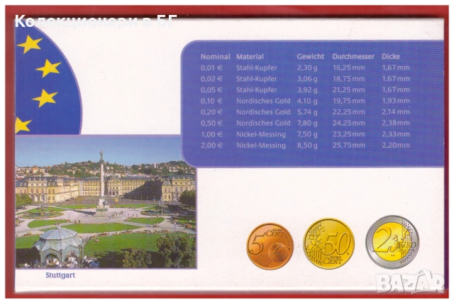 СЕТ ГЕРМАНСКИ ЕВРО /PROOF/ МОНЕТИ 2003 /F/, снимка 5 - Нумизматика и бонистика - 52631785