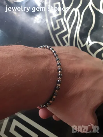 Гривни със златни топчета 14 ct и естествен Хематит unisex