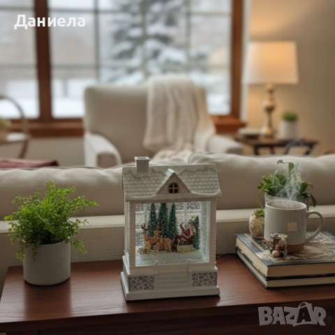 Снежна Коледна къщичка с Дядо Коледа – Идеален празничен акцент, снимка 4 - Декорация за дома - 52628305