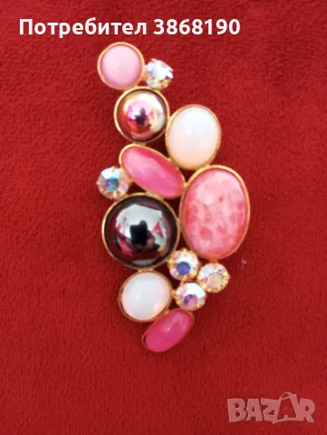 Дамска брошка с изкуствени камъни, снимка 4 - Колиета, медальони, синджири - 50322203