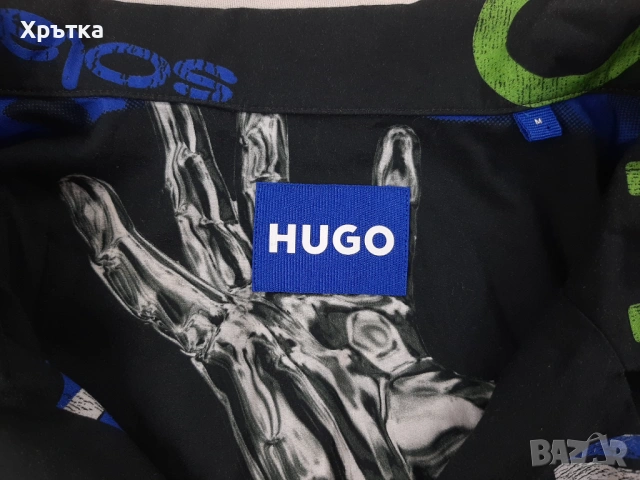Hugo Boss Eligino - Оригинална мъжка риза с къс ръкав размер L, снимка 8 - Ризи - 53928351