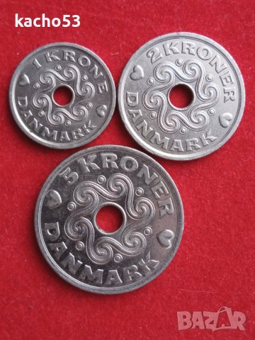 Монети - 1,2 и 5 крони Дания