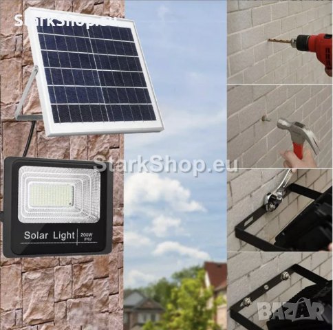 Соларен LED прожектор с панел – 400W, снимка 6 - Соларни лампи - 38417621