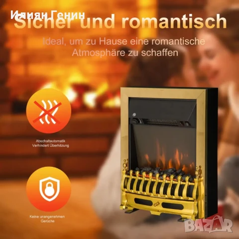 Електрическа камина HOMCOM, свободностояща или за вграждане, с ефект на пламък, снимка 9 - Камини - 50660949