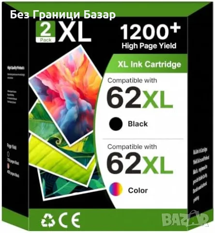 Нови 62XL Ink Cartridge за HP Envy OfficeJet Черна и Цветна Мастилница 2 броя принтер мастило печат