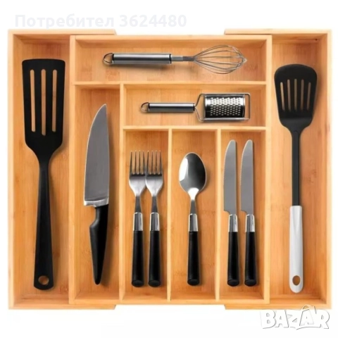 Бамбуков Кухненски Разпределител за Прибори 4729