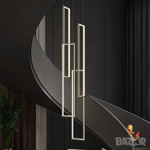 Модерна Лед LED полилей правоъгълна висяща лампа за хол, стълби 212 199 лв., снимка 4 - Лампи за таван - 51510737