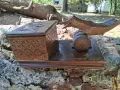 Стара Дървена Кутия за Цигари с Дърворезба и Птица от Соца, снимка 2