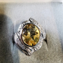 Елегантен сребърен 925 пръстен с родиево покритие и Натурален Цитрин и Циркони!, снимка 1 - Пръстени - 44632370