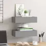 vidaXL Стенни рафтове с чекмеджета, 2 бр, сиви, 40x23,5x10 см, МДФ, снимка 3