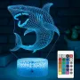 Холограмна 3D LED лампа Гладна Акула - дистанционно управление 16 цвята+други режими на управление, снимка 1