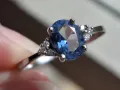 НОВ Сребърен марков пръстен с прекрасен голям син циркон и 6 прозрачни, снимка 6