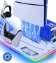 Нова Стойка за PS5 Slim Pro с охлаждане зарядно RGB и дискове Зарядна станция, снимка 1
