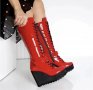 Ботуши на платформа - червен лак - 1905, снимка 1