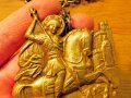 Старинна солидна бронзова икона, нагръден медальон със Свети Георги Победоносец - вашия покровител и, снимка 2