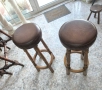 2 дъбови бар стола с естествена кожа, снимка 8