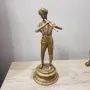Стара месингова фигура на момче свирещо на флейта, снимка 8
