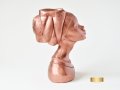 Декоративна бронзова кашпа / Подарък за жена / Кашпа с форма на глава на африканска жена, снимка 1 - Декорация за дома - 40523117