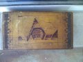 Стара голяма пирографирана кутия Бъчвата от Бургас сувенир, снимка 1 - Други ценни предмети - 37386468