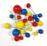 24 броя топчета топки на тел от стиропор за декорация на торта червен син жълт цвят , снимка 2