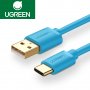 USB-C (USB Type-C) към USB кабел за зареждане UGREEN, 0.5m, син, снимка 1