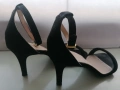Черни велурени сандали - 7 см., снимка 3