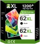 Нови 62XL Ink Cartridge за HP Envy OfficeJet Черна и Цветна Мастилница 2 броя принтер мастило печат, снимка 1