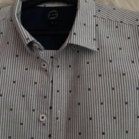 Вталена мъжка риза в синьо-бяло райе с тъмносини квадратчета в Ризи в гр.  Плевен - ID38112200 — Bazar.bg