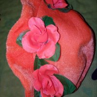 Неоновооранжева шапка с цветя за Хелоуин или карнавал, снимка 5 - Комплекти - 30593292