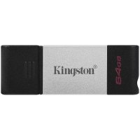 USB Флаш Памет 64GB USB Type C 3.2 Kingston DT80/64GB, Gen 1, Черна, снимка 2 - USB Flash памети - 30729838