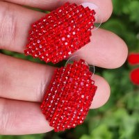 Луксозни червени обеци по ухото , снимка 1 - Обеци - 38016960