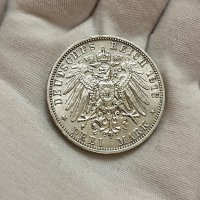 3 марки 1913 г, Германия / Саксония - сребърна монета, снимка 2 - Нумизматика и бонистика - 40246689