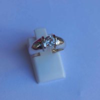 Сребърен пръстен с един циркон, снимка 1 - Пръстени - 42768468