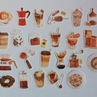 Скрапбук стикери за декорация планер кафе - 23 бр /комплект , снимка 1 - Други - 38269996
