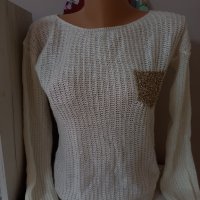 Бял пуловер, като нов е, облечен веднъж , снимка 1 - Блузи с дълъг ръкав и пуловери - 42867914