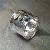 Голям сребърен пръстен с водно конче, снимка 2 - Пръстени - 37559825