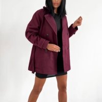 Велурено палто в бордо  , снимка 2 - Палта, манта - 41859138
