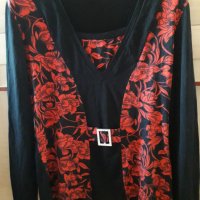 Дамска блуза с дълъг ръкав с тока черно и червено, снимка 1 - Блузи с дълъг ръкав и пуловери - 30061984