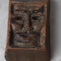 Дървена маска дърворезба  стара с подпис, снимка 1 - Други - 40211685
