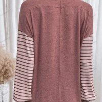 Дамска ежедневна блуза с контрастни райета и дълги ръкави, 5цвята , снимка 5 - Блузи с дълъг ръкав и пуловери - 44359300