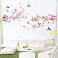 Птички на вишнев клон самозалепващ стикер лепенка за стена декор украса, снимка 3 - Други - 29550721