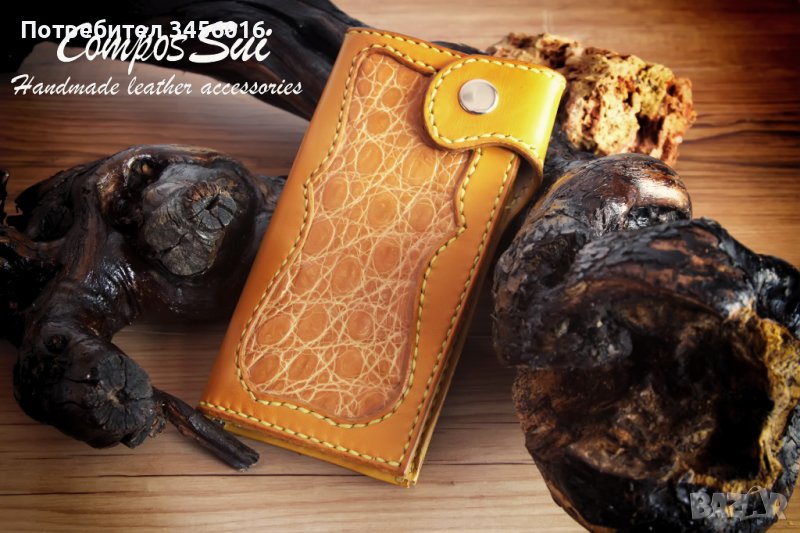 Дамско портмоне от естественна кожа, ръчна изработка, снимка 1