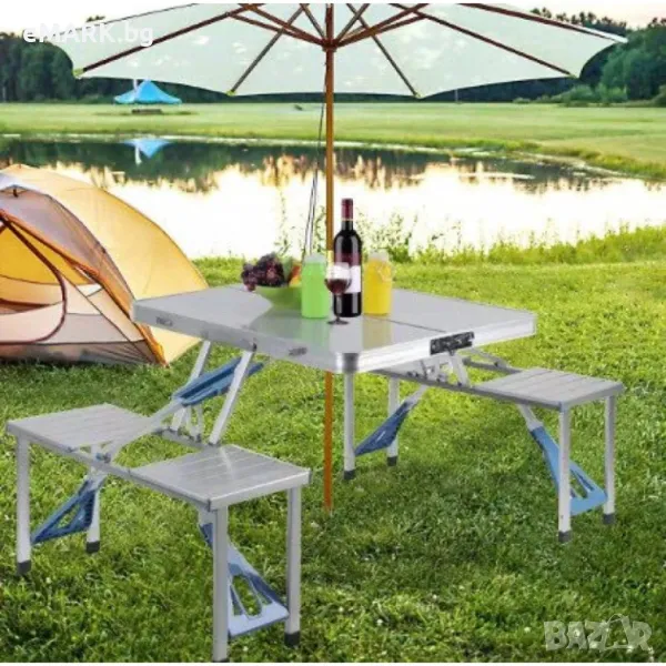 Комплект за къмпинг и пикник включващ компактна маса и удобни разтегателни столове и маса, снимка 1