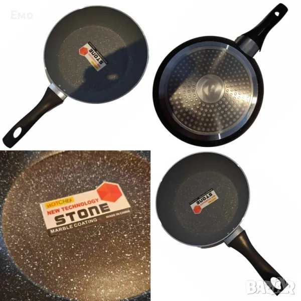 Тиган с незалепващо мраморно покритие, различни размери - 22, 24, 26, 28см, снимка 1