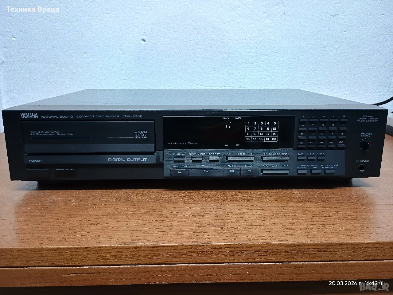 Качествен CD плеър YAMAHA CDX-630E. Перфектен! Изпращам видео. , снимка 1